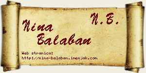 Nina Balaban vizit kartica